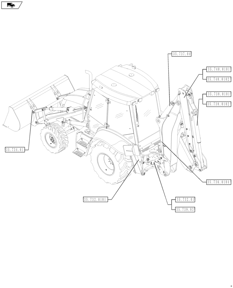 Схема запчастей Case 590SN - (00.000.35[05]) - PICTORIAL INDEX - HYDRAULIC SYSTEM (00) - GENERAL & PICTORIAL INDEX