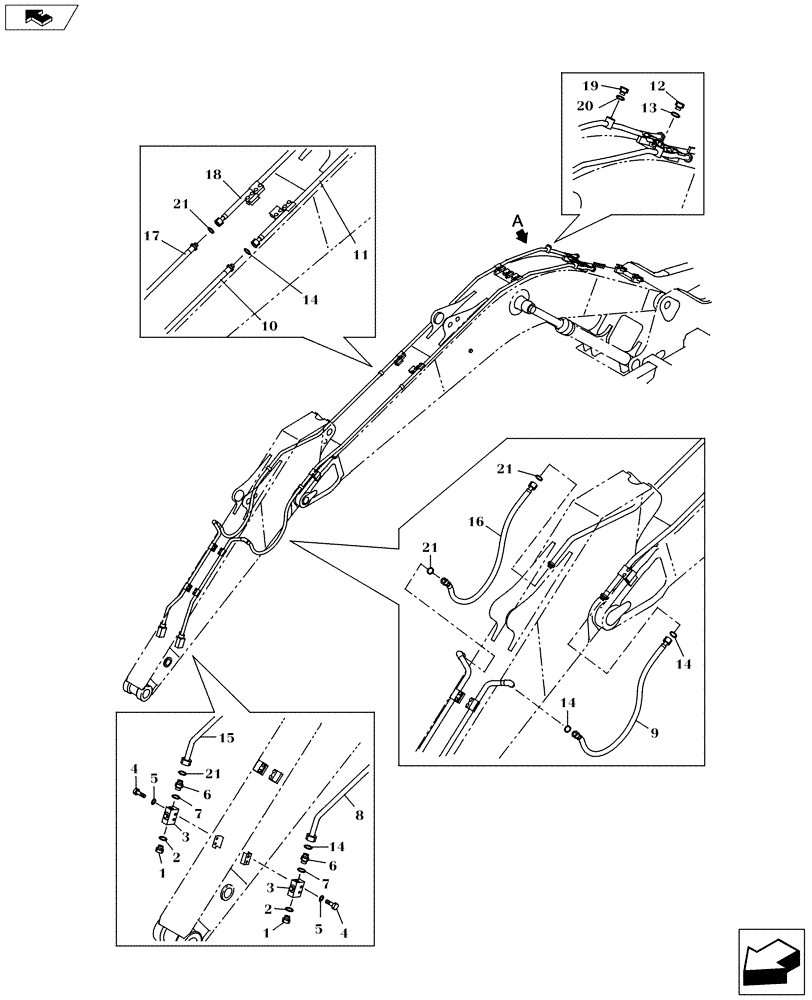 Схема запчастей Case CX160C - (35.736.AC[08]) - OPTION LINE - LONG (35) - HYDRAULIC SYSTEMS