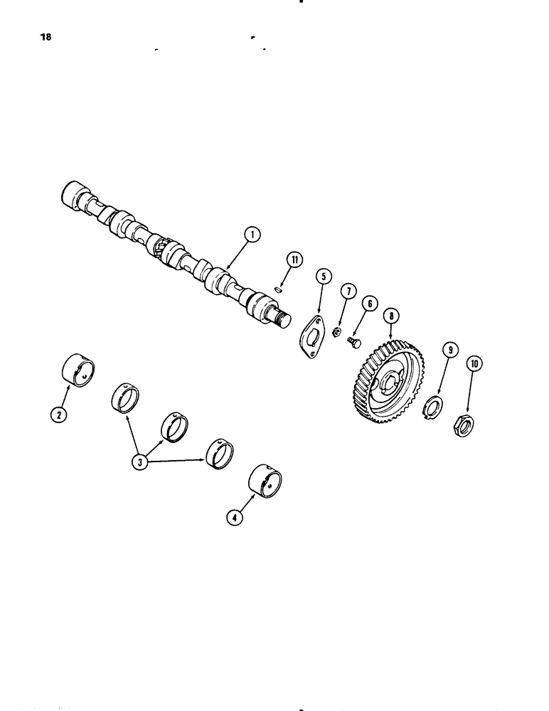 Схема запчастей Case 450B - (018) - CAMSHAFT, 207 TURBOCHARGED DIESEL ENGINE, 207 NATURALLY ASPIRATED DIESEL ENGINE (01) - ENGINE