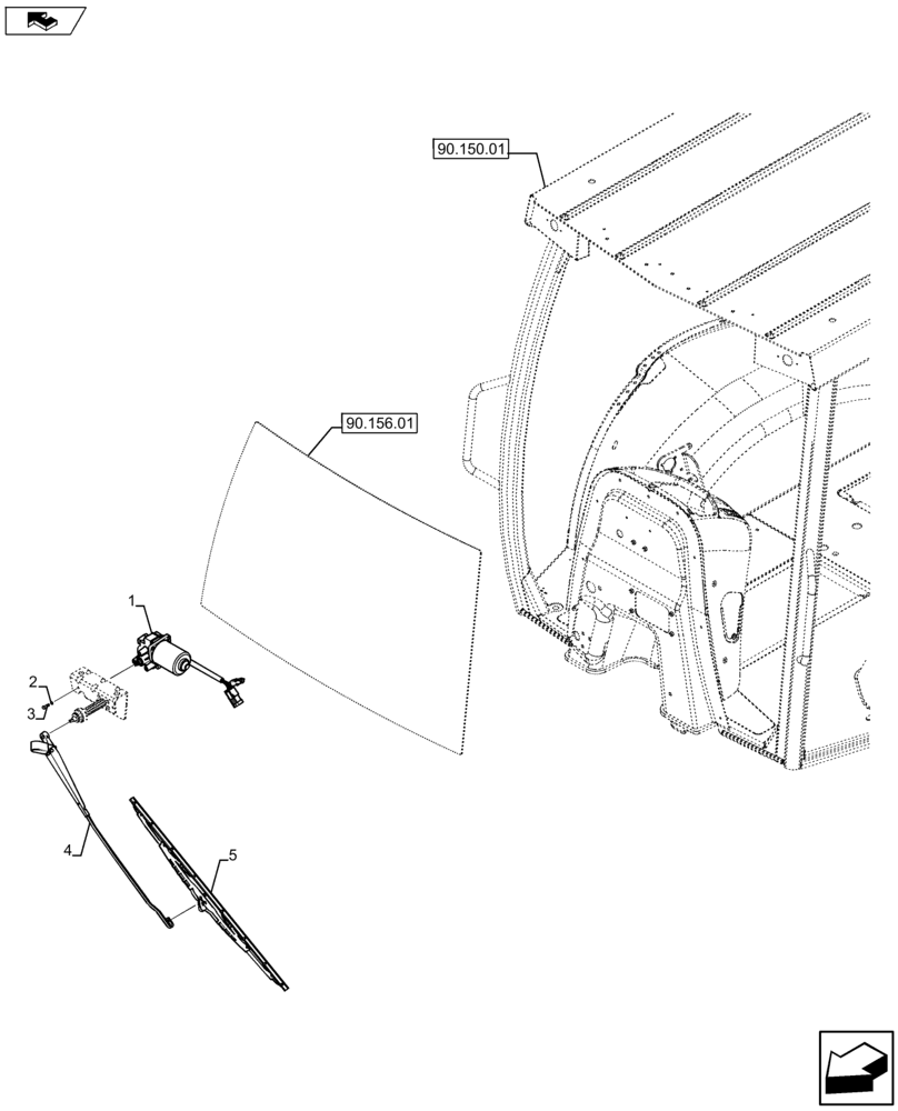 Схема запчастей Case 580SN - (55.518.0101) - VAR - 423000, 747853, 747854, 747855 - CANOPY, CAB, WIPER MOTOR, WIPER ARM, WIPER BLADE (55) - ELECTRICAL SYSTEMS