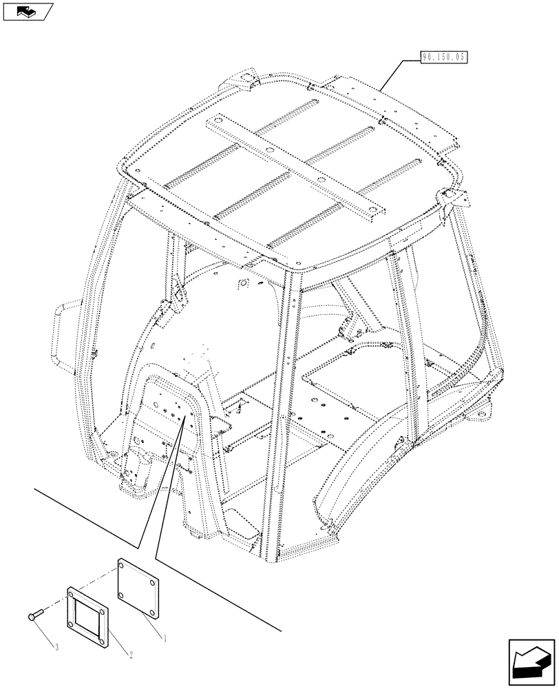 Схема запчастей Case 580SN - (90.160.06) - BULKHEAD (90) - PLATFORM, CAB, BODYWORK AND DECALS