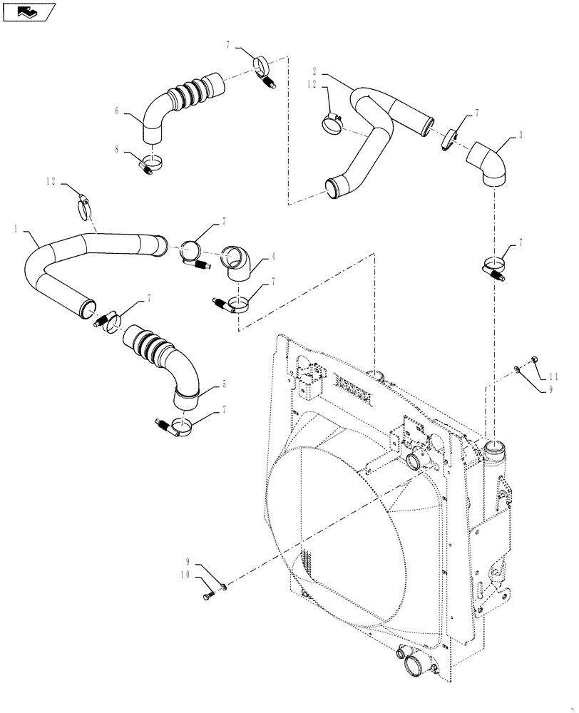 Схема запчастей Case 570NXT - (10.310.AE) - AFTERCOOLER HOSES (10) - ENGINE