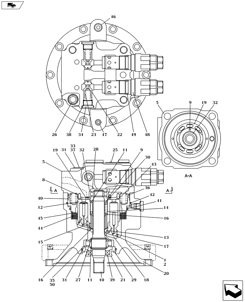 Схема запчастей Case CX145C SR - (35.353.AD[06]) - TRAVEL MOTOR & REDUCTION GEAR OFFSET (35) - HYDRAULIC SYSTEMS
