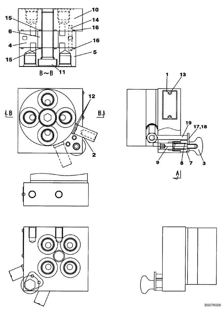 Схема запчастей Case CX145C SR - (35.359.AB[08]) - SELECTOR VALVE - 2 WAY (OFFSET) (35) - HYDRAULIC SYSTEMS