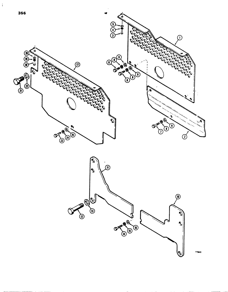 Схема запчастей Case 850B - (356) - REAR TRANSMISSION GUARDS (05) - UPPERSTRUCTURE CHASSIS