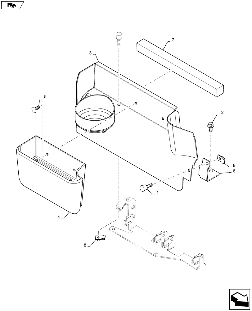 Схема запчастей Case SV250 - (90.160.AM) - FUSE COVER ASSY AND CUP HOLDER (90) - PLATFORM, CAB, BODYWORK AND DECALS