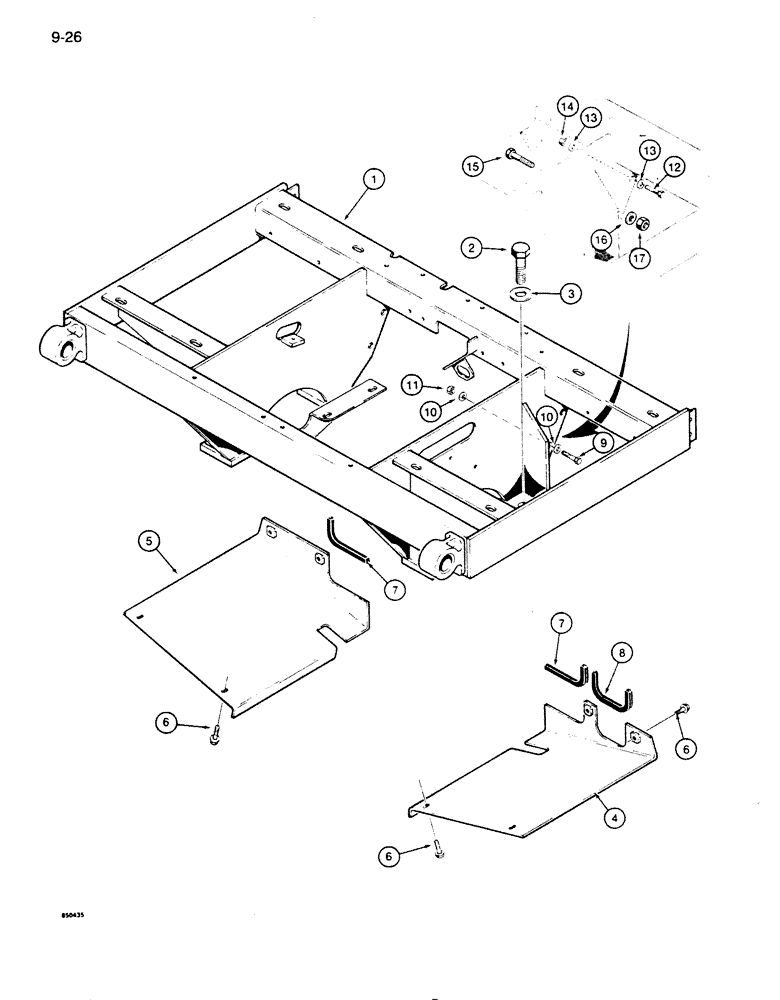 Схема запчастей Case 855D - (9-026) - SEAT AND TANK FRAME (09) - CHASSIS/ATTACHMENTS