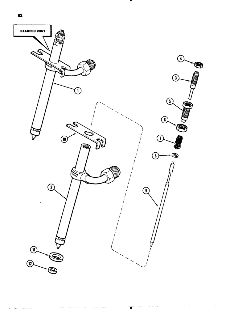 Схема запчастей Case 1845B - (082) - INJECTION NOZZLES, 188 DIESEL ENGINE (03) - FUEL SYSTEM