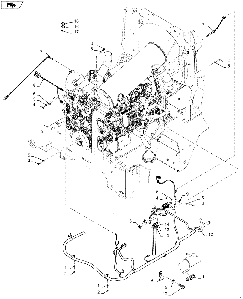 Схема запчастей Case 921F - (55.100.11[01]) - ENGINE HARNESS INSTALLATION (55) - ELECTRICAL SYSTEMS