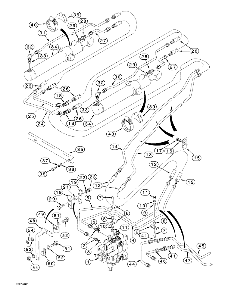 Схема запчастей Case 580L - (8-011) - LOADER BUCKET CYLINDER HYDRAULIC CIRCUIT (08) - HYDRAULICS