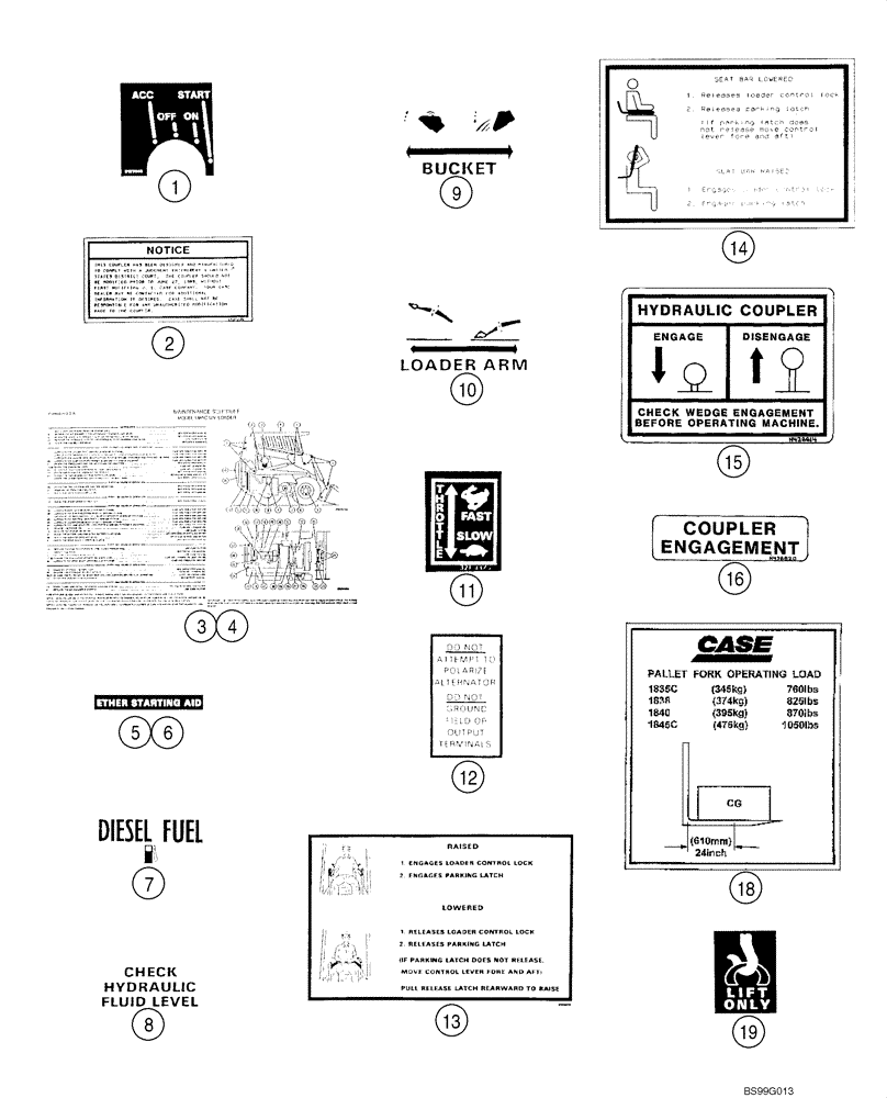 Схема запчастей Case 1845C - (09-48) - DECALS - ENGLISH (09) - CHASSIS/ATTACHMENTS