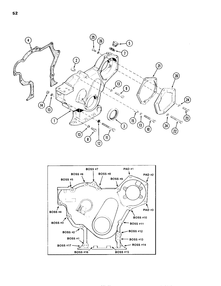Схема запчастей Case 680H - (052) - TIMING GEAR COVER, 336BD DIESEL ENGINE (03) - FUEL SYSTEM
