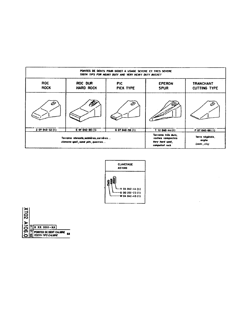 Схема запчастей Case 160CK - (340) - TOOTH TIPS CALIBRE (18) - ATTACHMENT ACCESSORIES