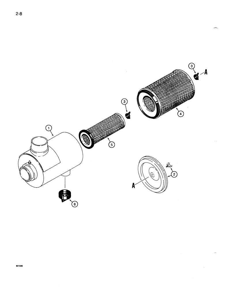 Схема запчастей Case 1085B - (2-008) - AIR CLEANER ASSEMBLY (02) - ENGINE