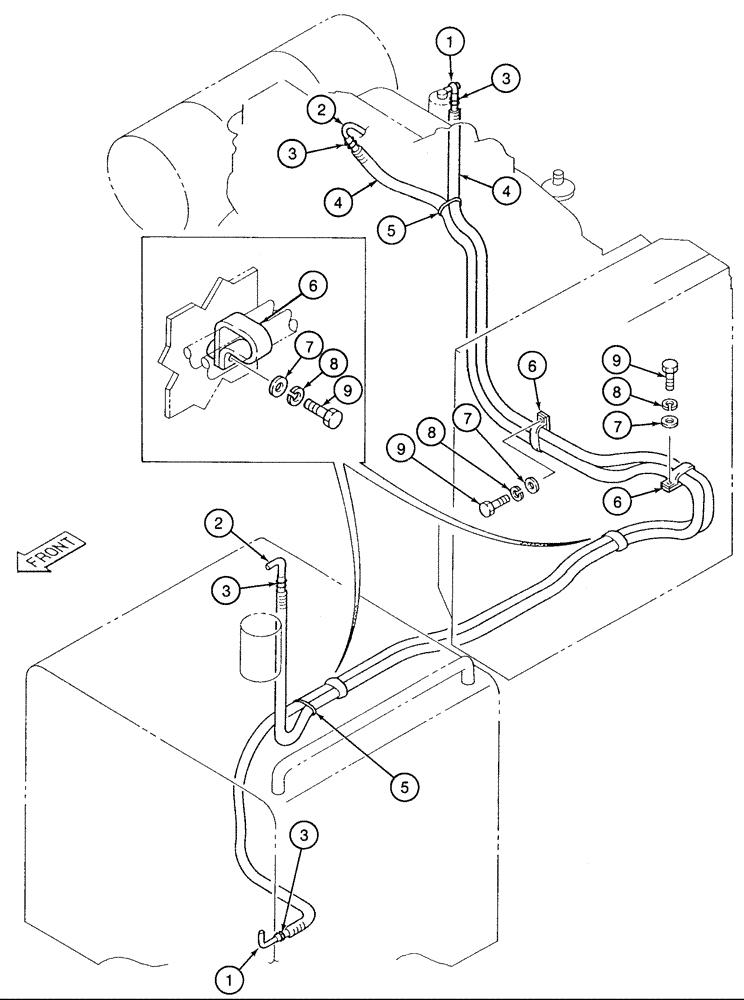 Схема запчастей Case 9050 - (3-04) - FUEL LINES (03) - FUEL SYSTEM