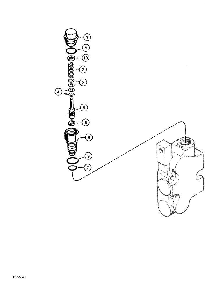 Схема запчастей Case 760 - (08-065C) - BACKHOE CONTROL VALVE ASSEMBLY - H672270, MAIN RELIEF VALVE ASSY, MANUFACTURED BY COM. INTERTECH (35) - HYDRAULIC SYSTEMS