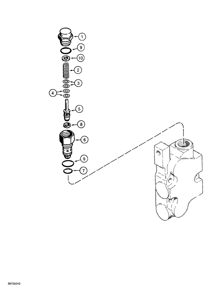 Схема запчастей Case 760 - (08-056) - BACKHOE CONTROL VALVE ASSEMBLY - H672270, MAIN RELIEF VALVE ASSEMBLY MANUFACTURED BY KONTAK (35) - HYDRAULIC SYSTEMS