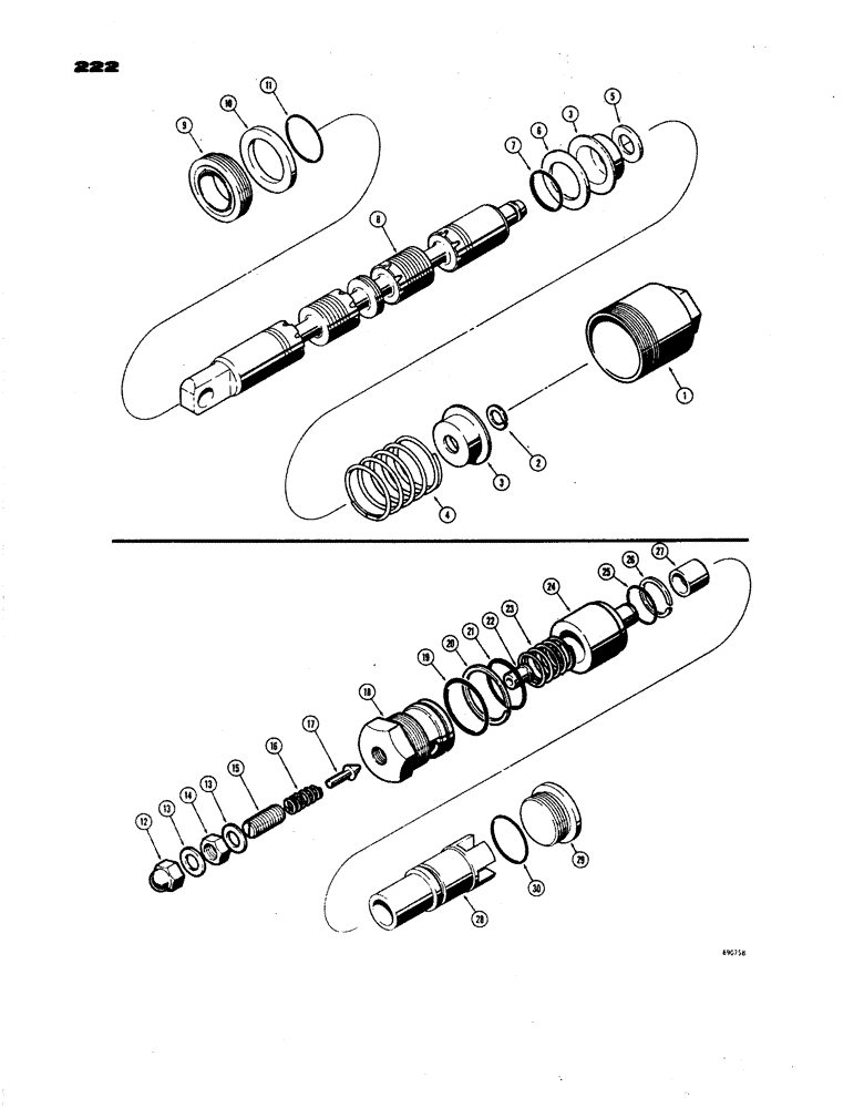 Схема запчастей Case W24B - (222) - L51863, L58354 AND L70433 LOADER CONTROL VALVE, L32592 CLAM SPOOL (08) - HYDRAULICS