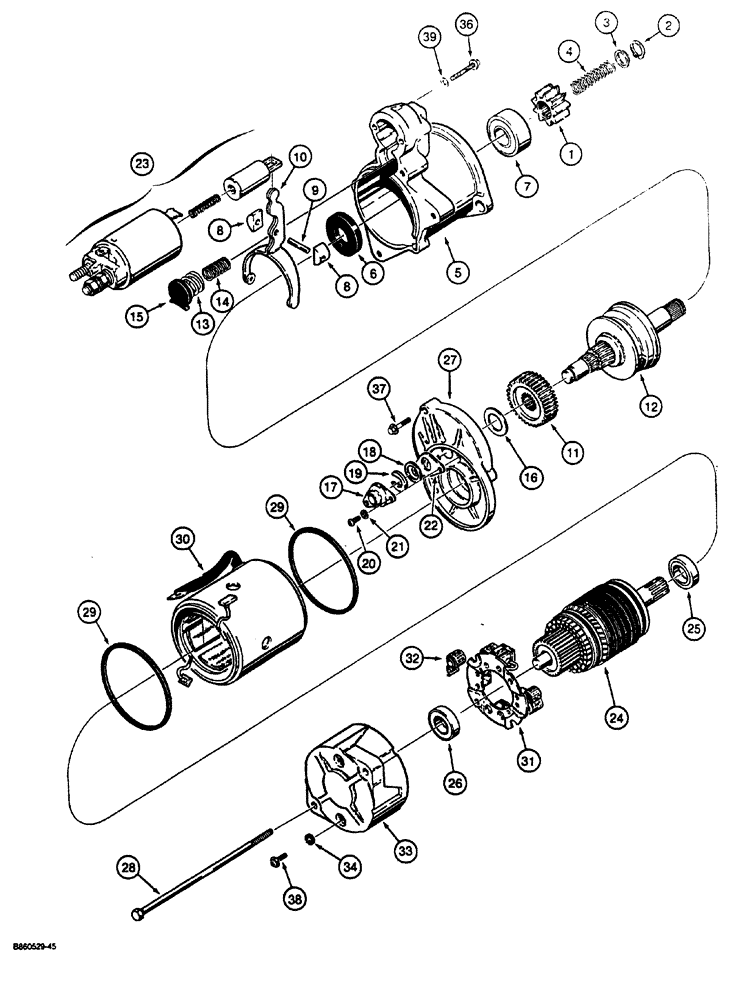 Схема запчастей Case CASE - (4-04) - STARTER (04) - ELECTRICAL SYSTEMS