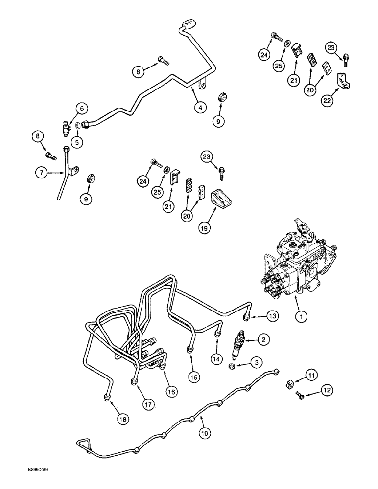 Схема запчастей Case 1150E - (3-14) - FUEL INJECTION SYSTEM, 6T-590 ENGINE (03) - FUEL SYSTEM
