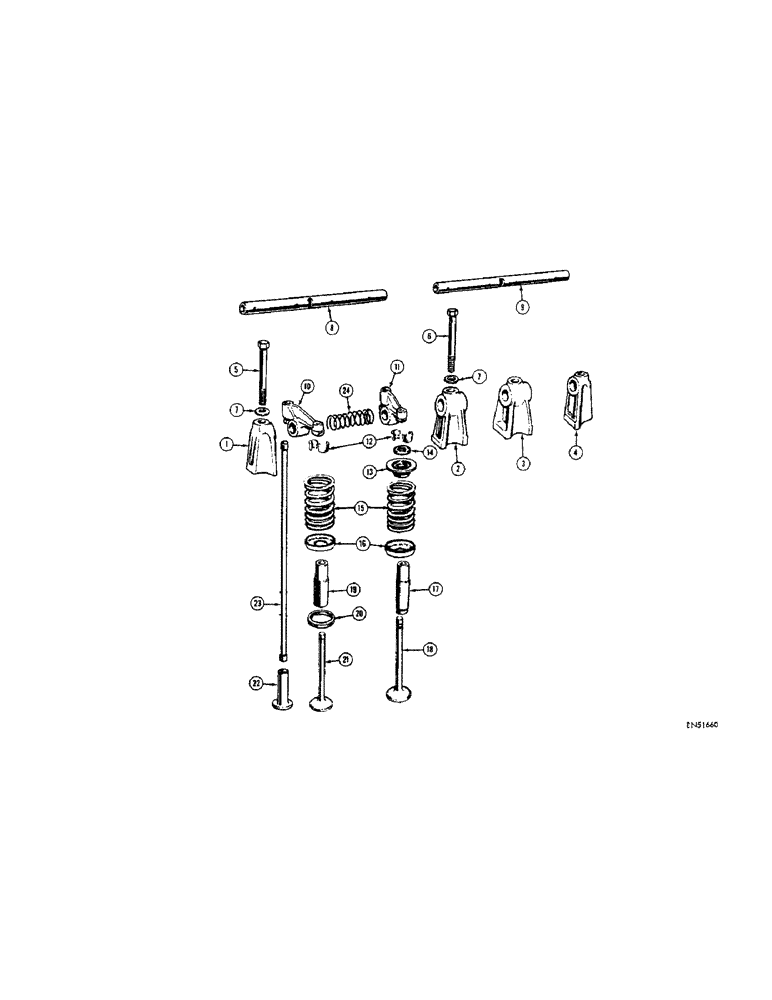 Схема запчастей Case 310F - (048) - VALVES, PUSH RODS AND ROCKER ARMS - DIESEL (01) - ENGINE