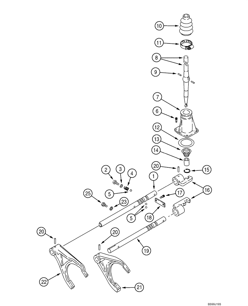 Схема запчастей Case 585G - (06-32) - TRANSMISSION ASSY (130786A2, A3 OR 130787A2, A3) - SHIFTER MECHANISM (06) - POWER TRAIN