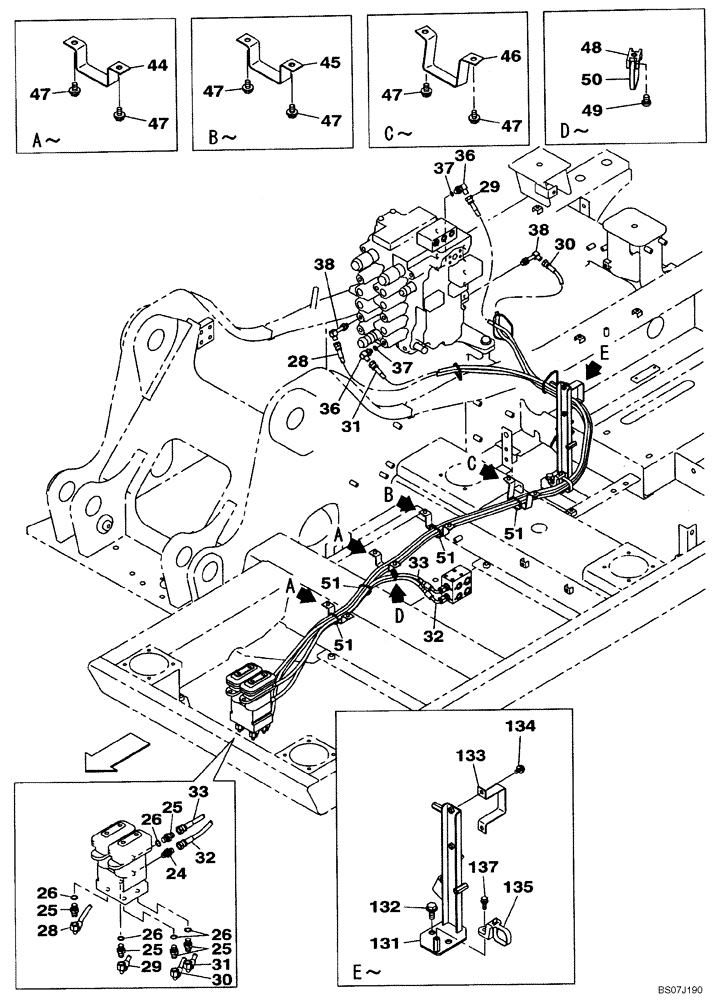 Схема запчастей Case CX130B - (08-15) - PILOT CONTROL LINES, TRAVEL - STANDARD (08) - HYDRAULICS