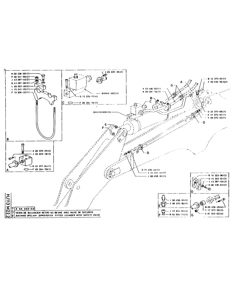 Схема запчастей Case 160CK - (181) - BACKHOE OR CLAM DIPPERSTICK FITTED CYLINDER WITH SAFETY VALVE (07) - HYDRAULIC SYSTEM
