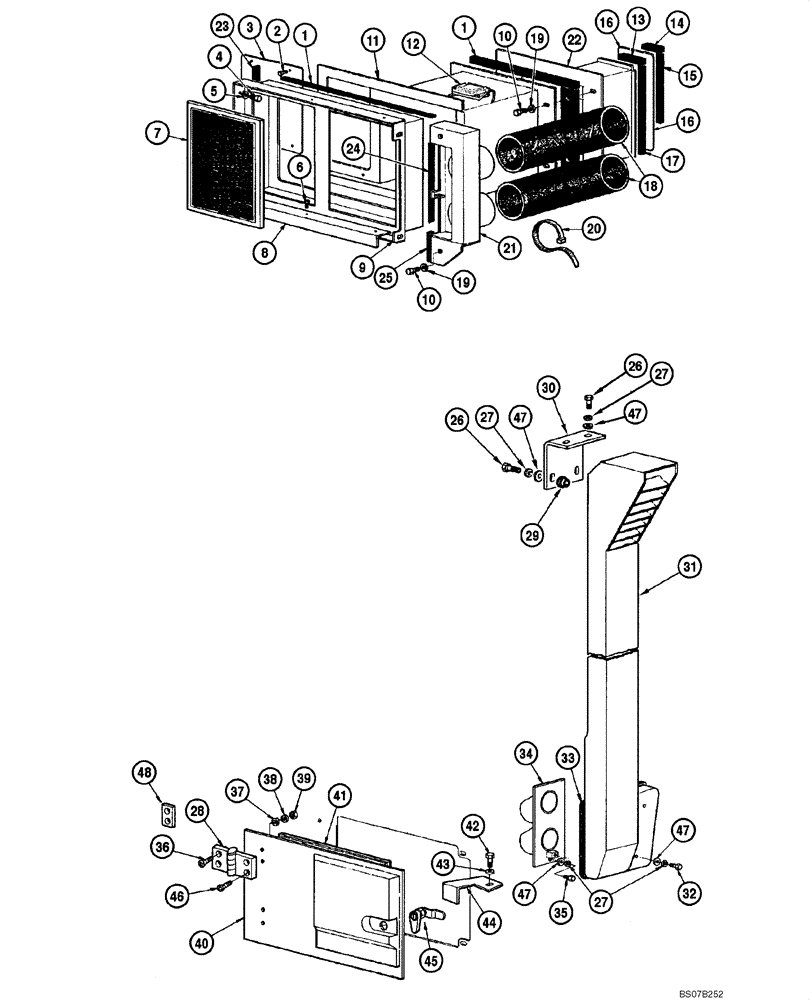 Схема запчастей Case 845 DHP - (09.45[00]) - AIR CONDITIONING - INLET AIR AND FILTER (09) - CHASSIS