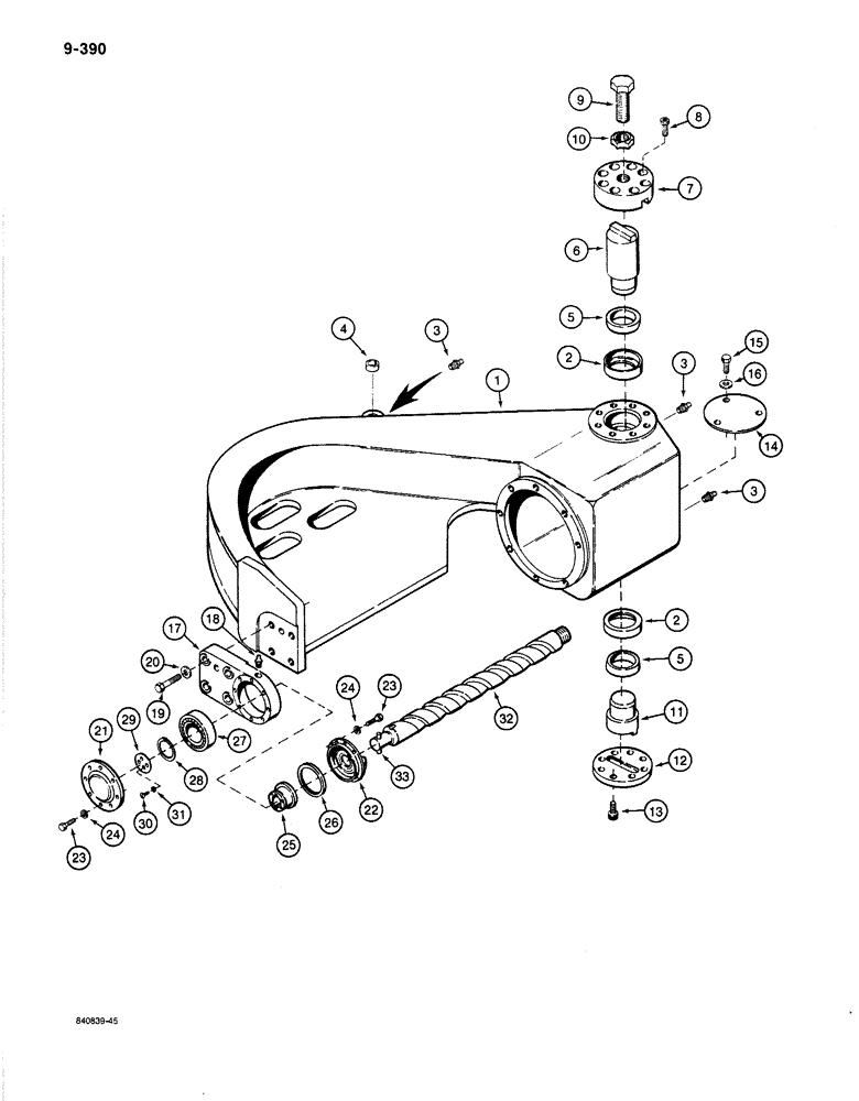 Схема запчастей Case 1187B - (9-390) - ROTARY CUTTER, CUTTER ARM AND CUTTER (09) - CHASSIS