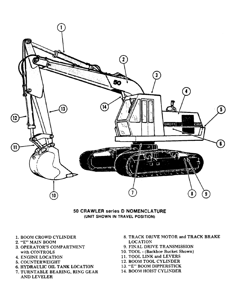 Схема запчастей Case 50 - (007) - 50 CRAWLER SERIES D NOMENCLATURE (UNIT SHOWN IN TRAVEL POSITION) (39) - FRAMES AND BALLASTING