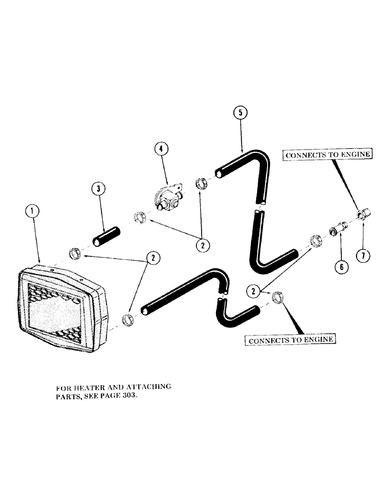 Схема запчастей Case 120 - (305) - HEATER AND HOSES (50) - CAB CLIMATE CONTROL