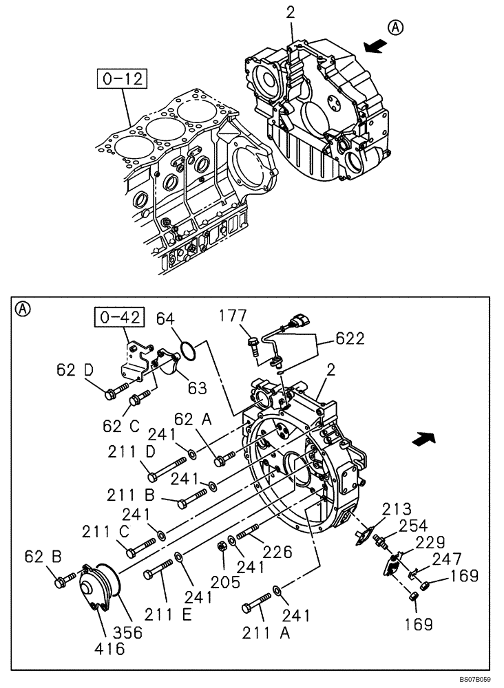 Схема запчастей Case CX460 - (02-18) - ENGINE FLYWHEEL HOUSING (02) - ENGINE