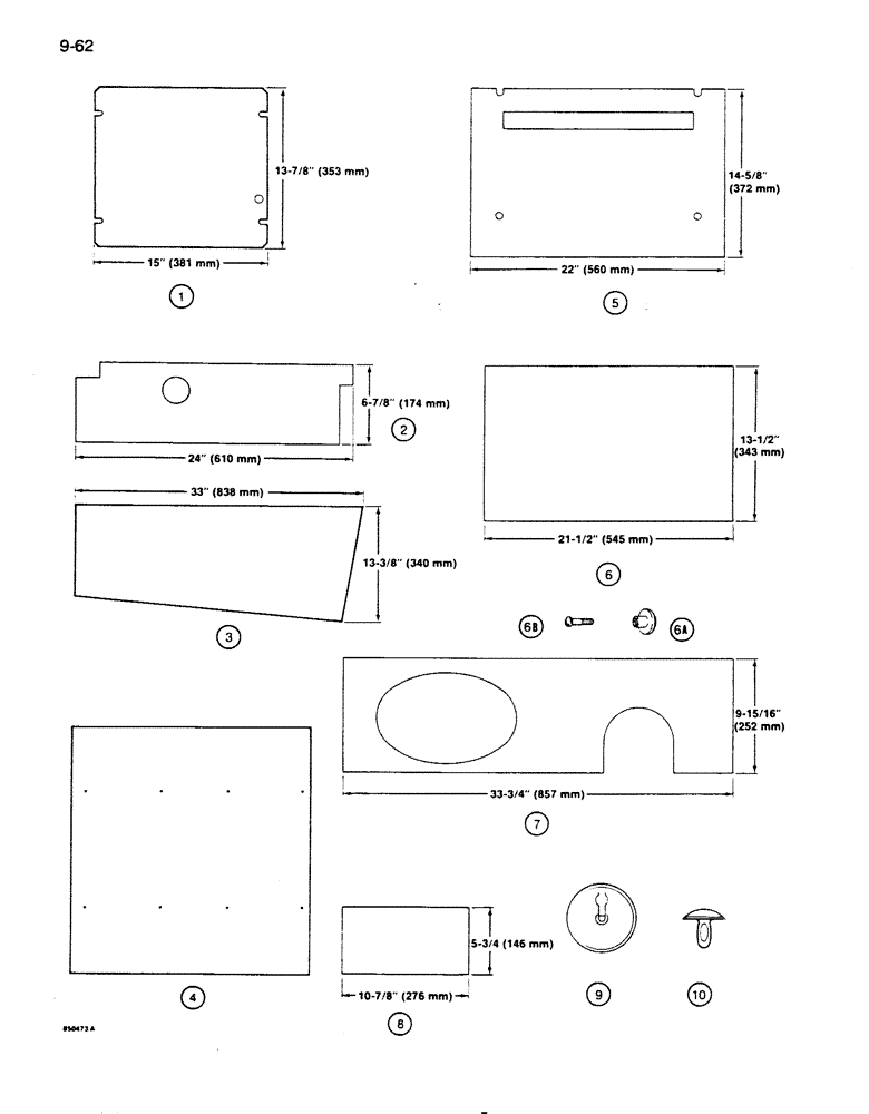 Схема запчастей Case 855D - (9-062) - NOISE REDUCTION PADS (09) - CHASSIS/ATTACHMENTS