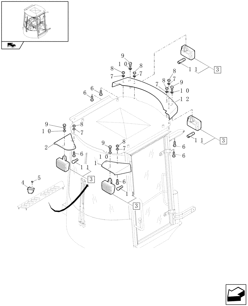 Схема запчастей Case 321E - (629) - WORK FRONT/REAR LIGHTS & CONTROL PANEL (06) - ELECTRICAL SYSTEMS