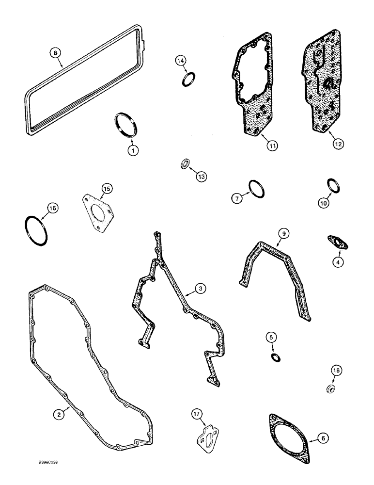 Схема запчастей Case 590SL - (2-48) - GASKET KIT, 4T-390 ENGINE, CYLINDER BLOCK (02) - ENGINE