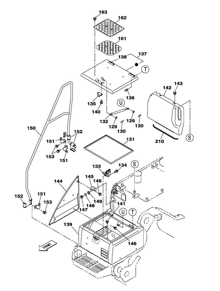 Схема запчастей Case CX300C - (09-008-00[01]) - COWLING - FRONT RIGHT HAND-SIDE CABINET (09) - CHASSIS/ATTACHMENTS