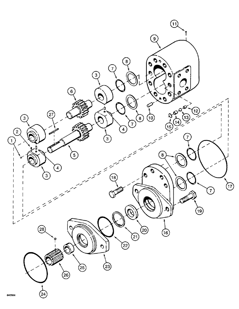 Схема запчастей Case 1187 - (216) - S608925 MOTOR PUMP, USED WITH ROTARY CUTTER (07) - HYDRAULIC SYSTEM