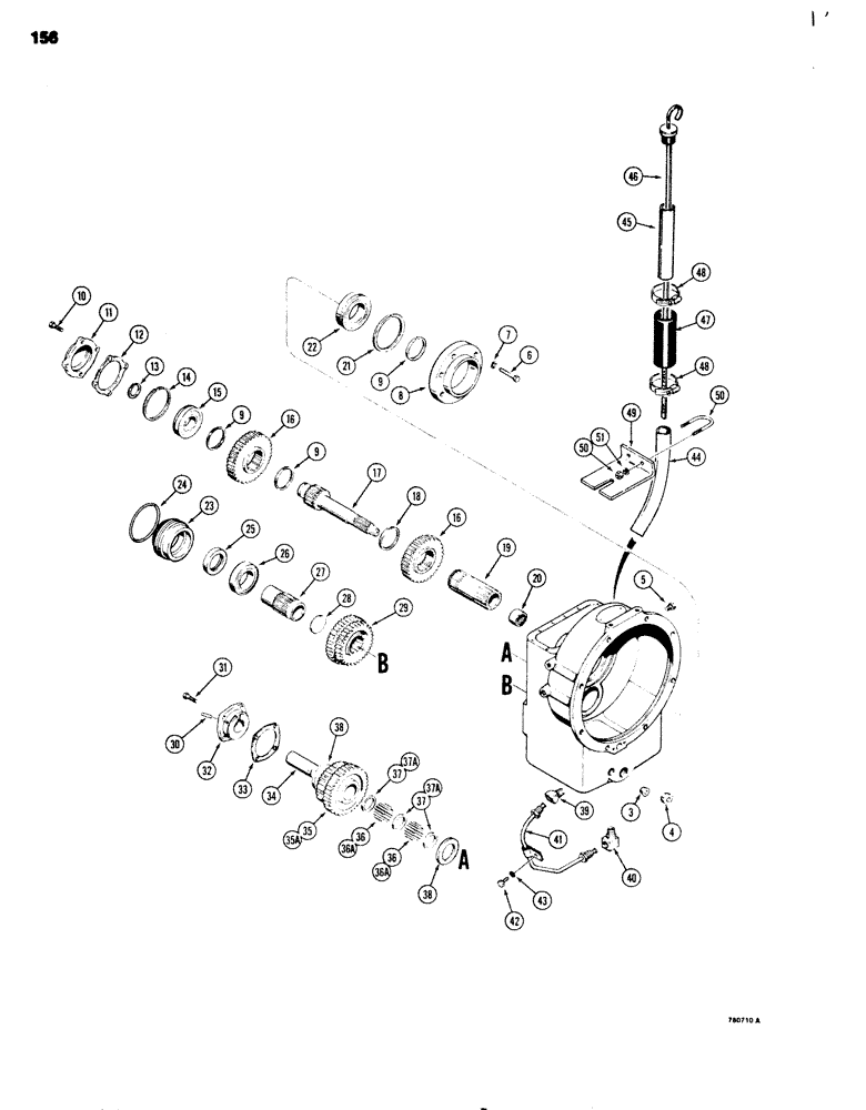 Схема запчастей Case 680G - (156) - TRANSMISSION, POWER SHUTTLE AND HOUSING (06) - POWER TRAIN