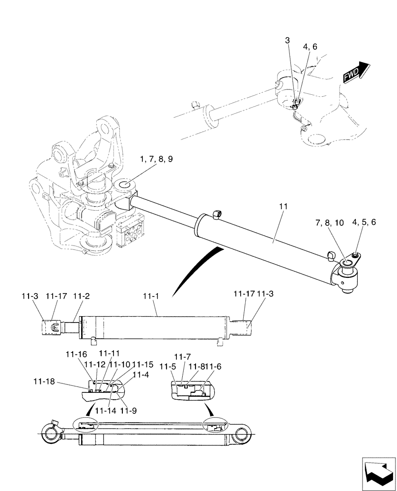 Схема запчастей Case CX50B - (01-005) - CYLINDER INSTAL, SWING (35) - HYDRAULIC SYSTEMS