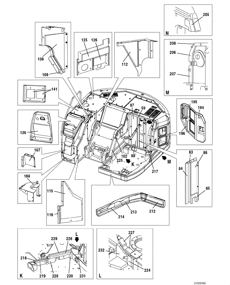 Схема запчастей Case CX135SR - (09-12) - FRAMES, COVERS - INSULATION (09) - CHASSIS/ATTACHMENTS