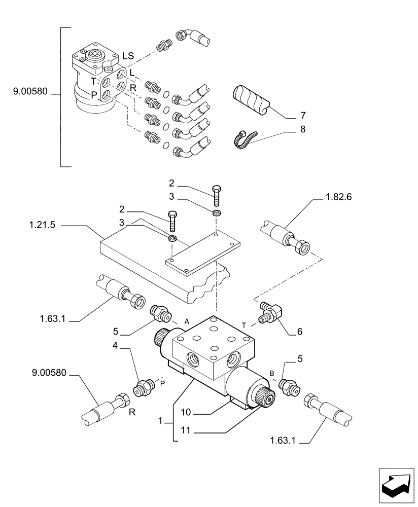 Схема запчастей Case TX1055 - (1.63.0[01]) - STEERING SYSTEM (41) - STEERING