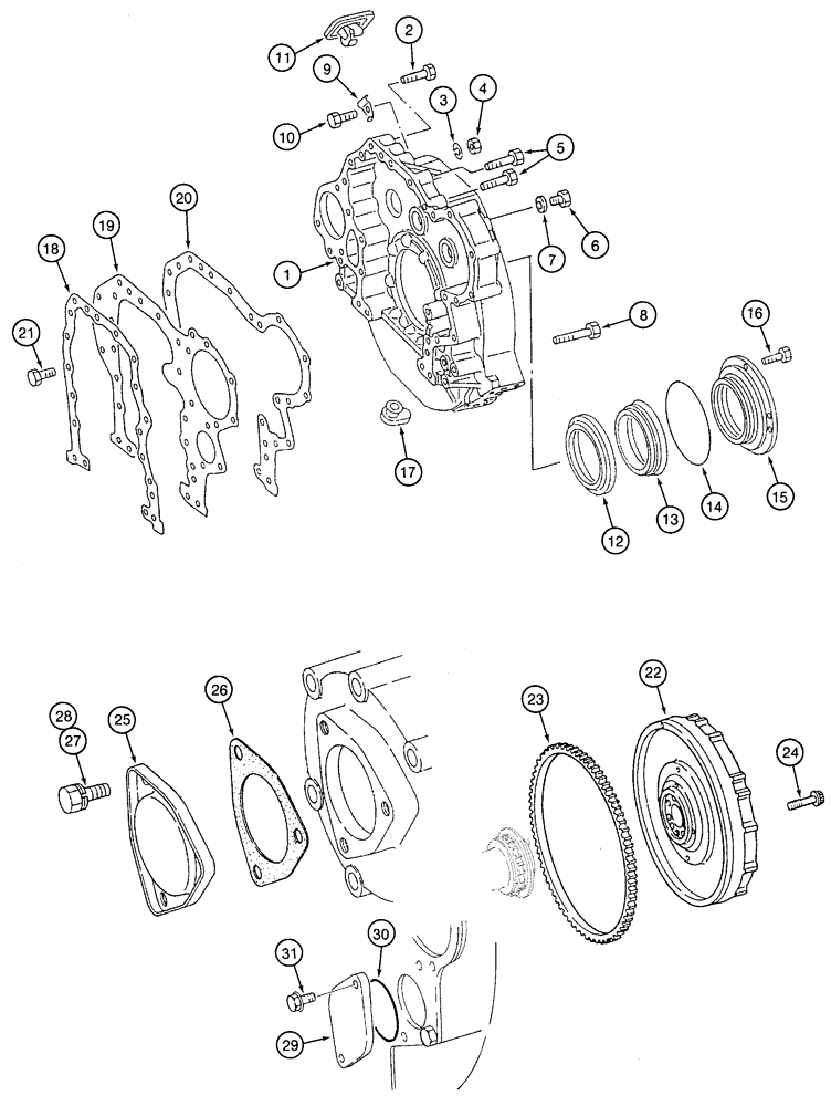 Схема запчастей Case 9060 - (2-48) - FLYWHEEL AND HOUSING (02) - ENGINE