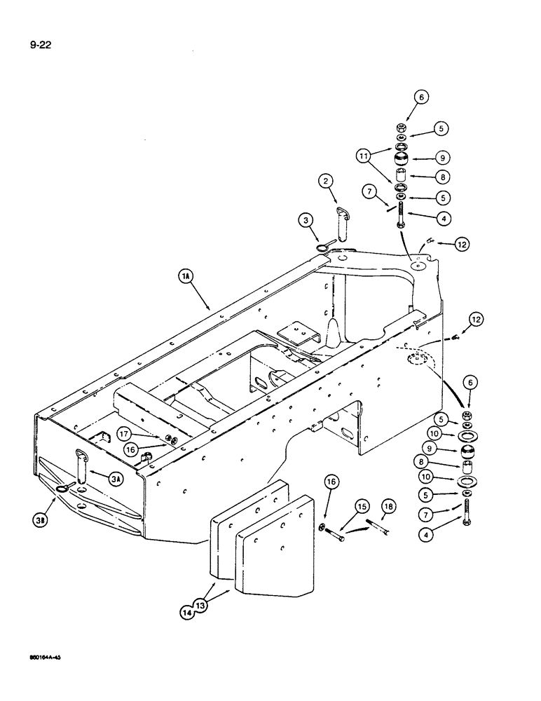 Схема запчастей Case W14B - (9-22) - REAR FRAME, PIVOT, AND COUNTERWEIGHT, COUNTERWEIGHT (09) - CHASSIS/ATTACHMENTS