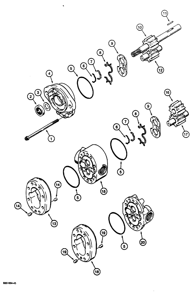 Схема запчастей Case CASE - (5-14) - DUAL PUMP (05) - STEERING
