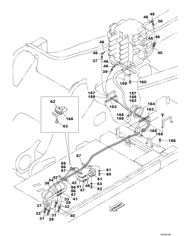 Схема запчастей Case CX800 - (08-027-00[01]) - HYDRAULIC CIRCUIT - TRAVEL PILOT (WITHOUT VALVE, PRESSURE RELIEF) (08) - HYDRAULICS