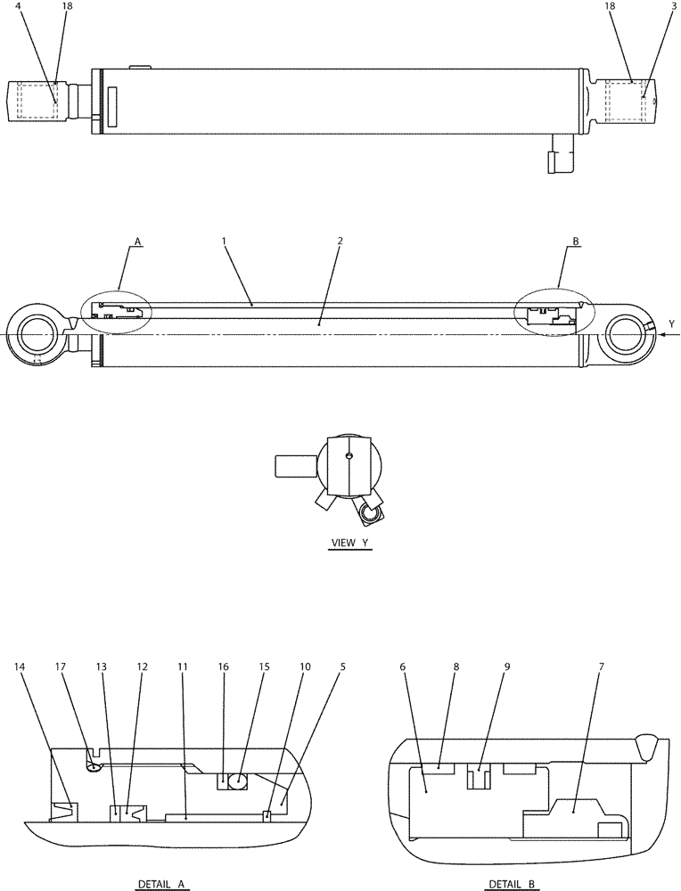 Схема запчастей Case CX50B - (07-038) - CYLINDER ASSY, BUCKET (35) - HYDRAULIC SYSTEMS