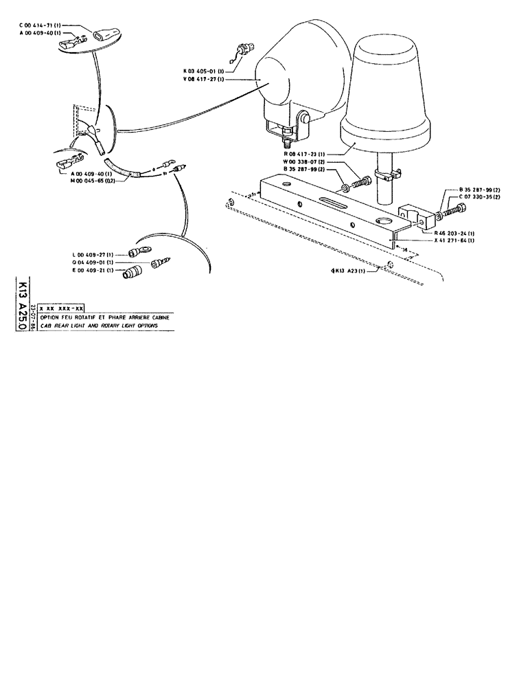 Схема запчастей Case 90BCL - (354) - CAB REAR LIGHT AND ROTARY LIGHT OPTIONS (06) - ELECTRICAL SYSTEMS