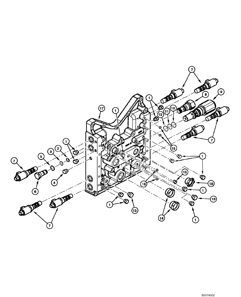 Схема запчастей Case 885 - (06.17[00]) - TRANSMISSION - CONTROL VALVE COMPONENTS (06) - POWER TRAIN