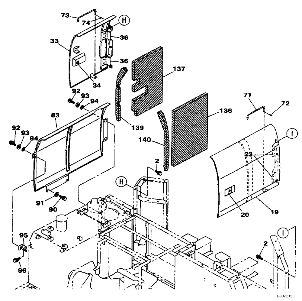 Схема запчастей Case CX130 - (09-07) - ACCESS DOOR - INSULATION (09) - CHASSIS